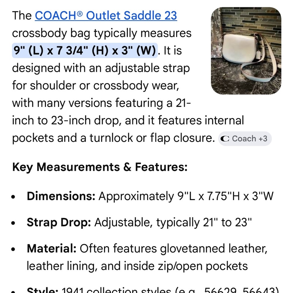 Coach Saddle 23 Crossbody Bag - Picture 8 of 8